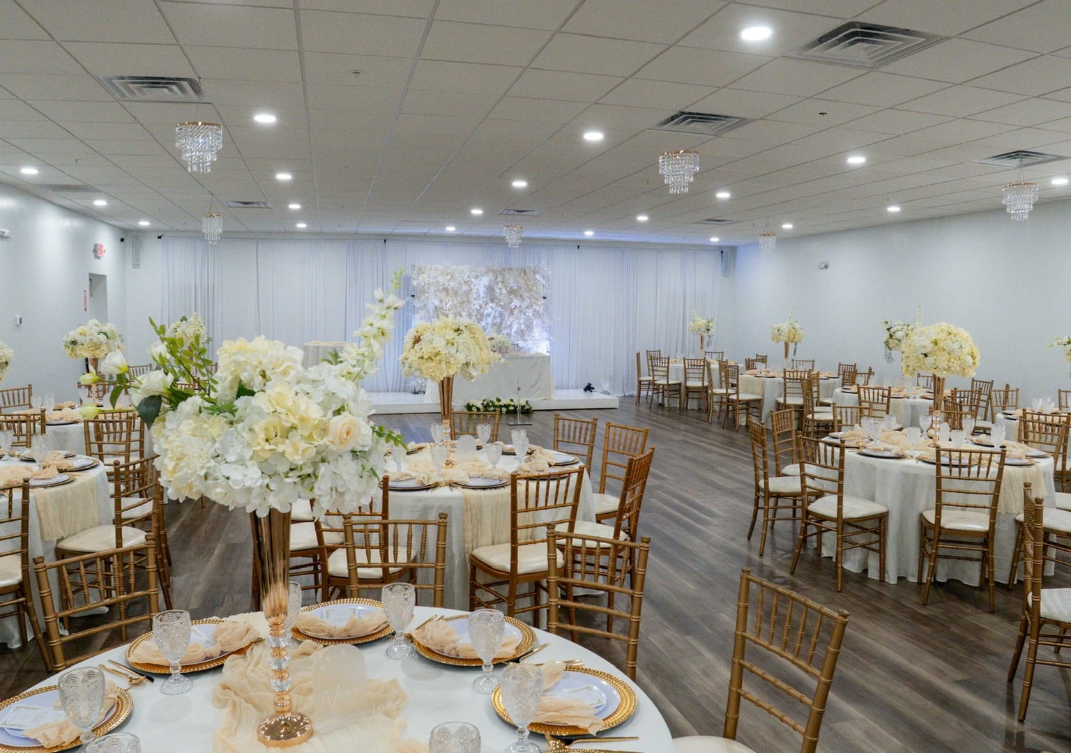 Elegant wedding reception setup at Plush Events